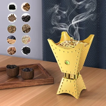 56H  Minimalist Metal Candle Incense Burner Home Decoration Arabic Metal Automatic Bakhoor Incense Burner Electric or Charcoal