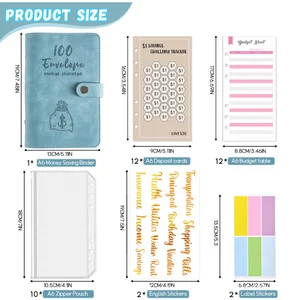 Custom PU Leather Budget Binder with Buckle Loose-Leaf Money Saving Envelops