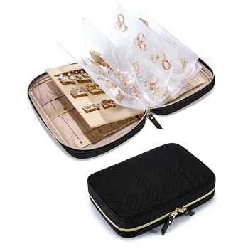 Fashion Foldable Soft Travel Jewelry Organizer Portable Bracelet Necklace Ring Earring Storage Case Bag
