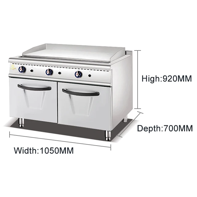 Glead Commercial Gas Griddle With Flat Gas Half Grooved Burger