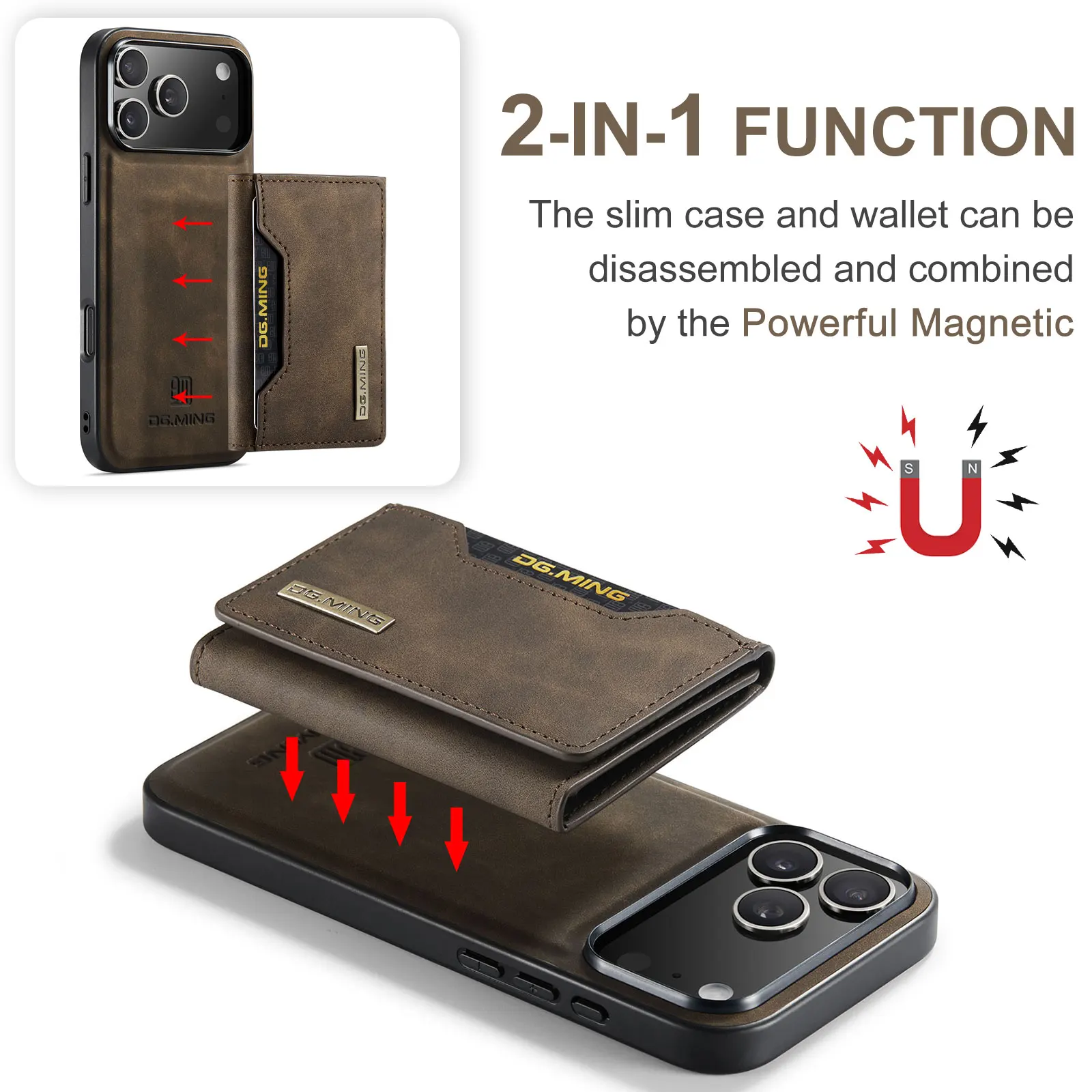 Coque Magnétique IPhone Avec Bague Support, Cuir PU, Anti-traces – 12/13/14/15/16/17