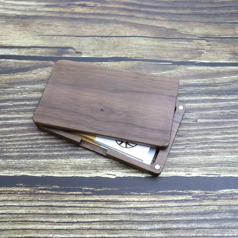 Portable All-Wood Business Card Holder for Men and Women Rectangular Box with Magnetic Closure Business Gift preview 6
