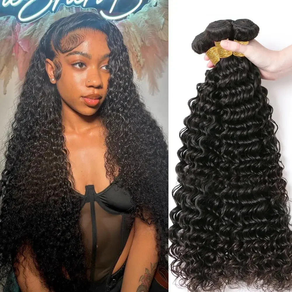 Pacotes de cabelo humano ondulados com ondas d'água, extensões brasileiras, ondulados e molhados_voghion.com
