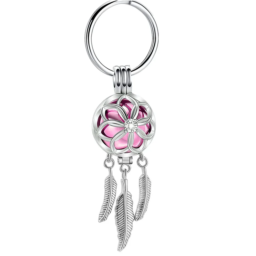 Cremation Jewelry Stainless Steel Urn Feather Tassel Hollow Keychain Cremation Aluminum Urn Memorial Pet/Human