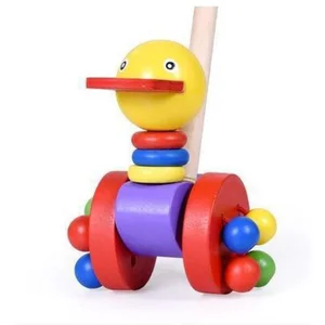 Multi-functional Wooden Cartoon Learning Walking Cute Animal Trolley Game Educational Learning Toy for Kids Toddler Boys & Girls