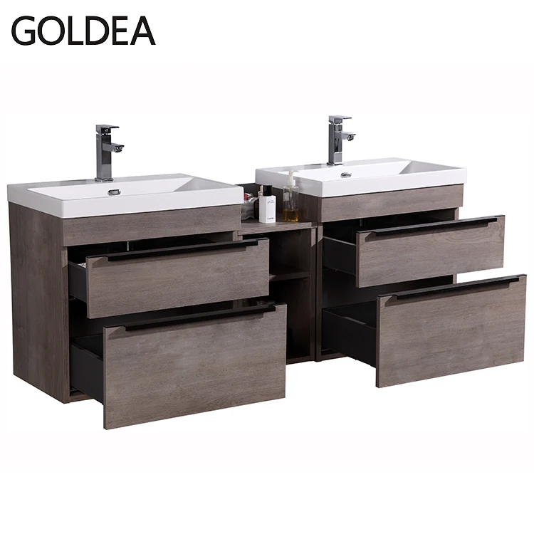 Современная мебель для ванной комнаты с двойной раковиной из МДФ