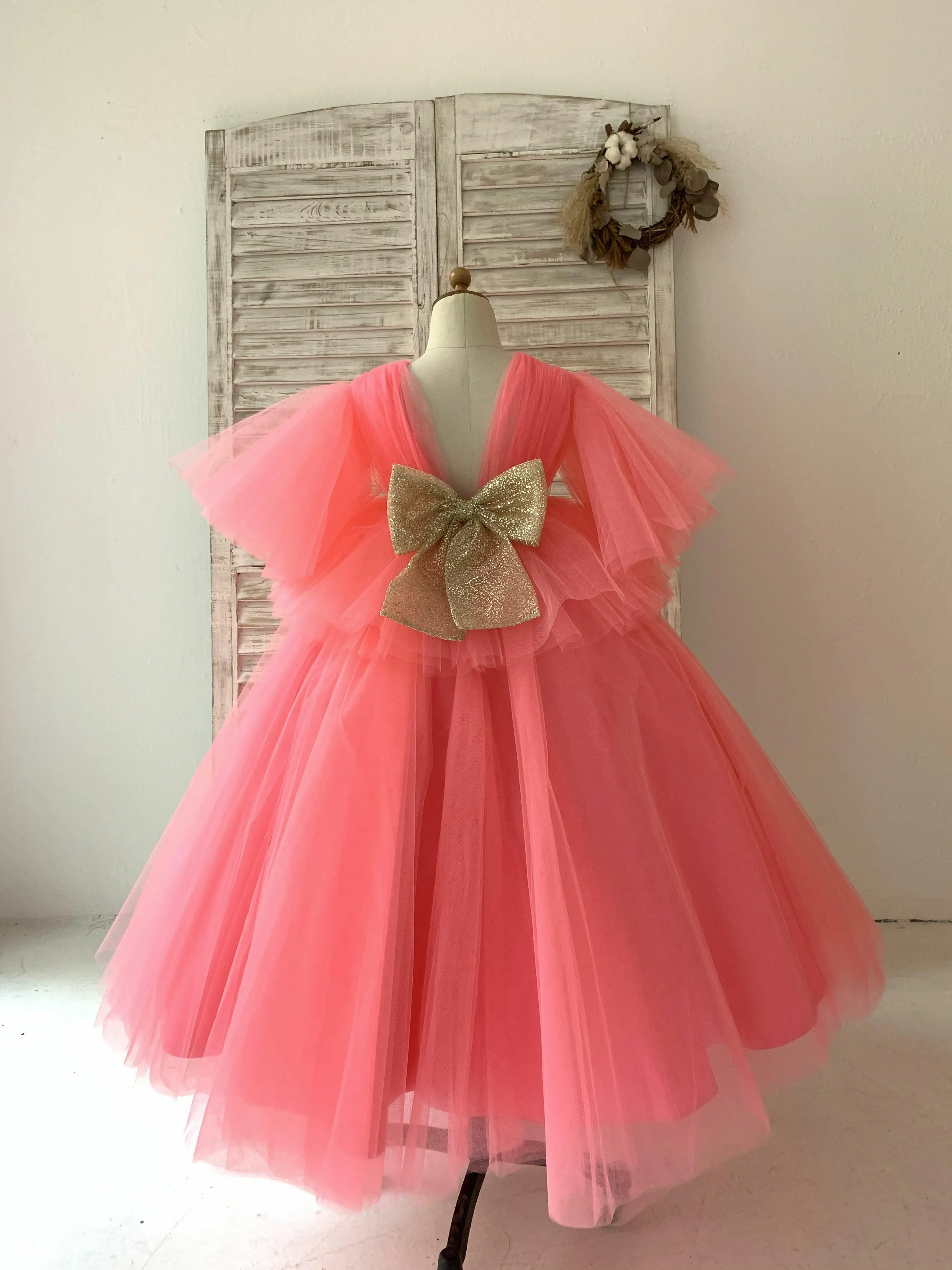 Coral toddler flower girl dresses on sale