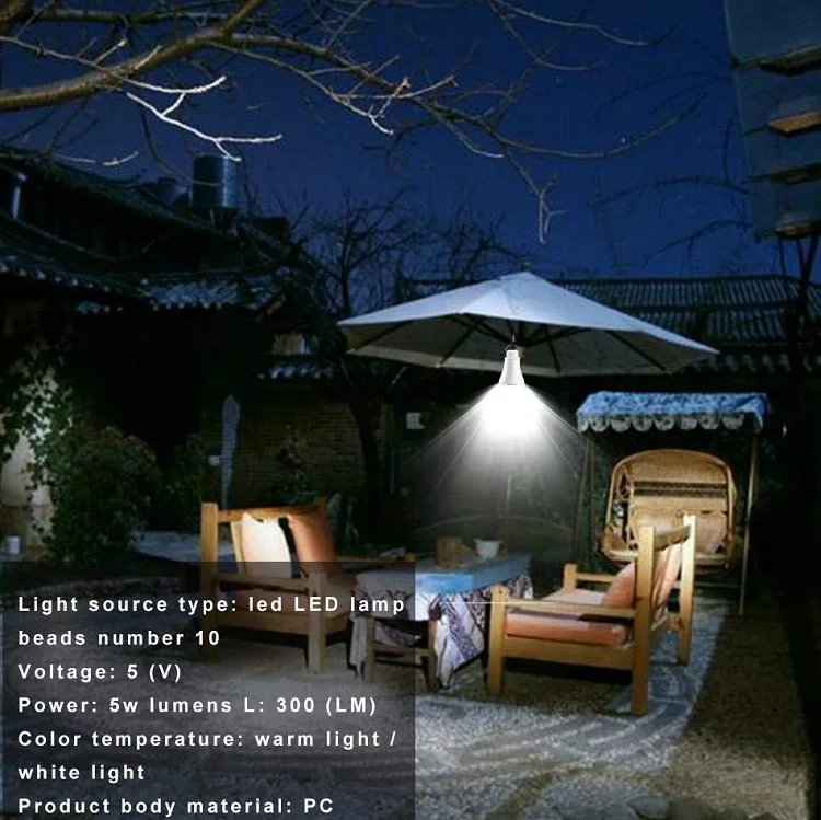 USB LED Light Bulb Camping Latern Outdoor with Simple Switch Portable LED Bulb 5V 5W for Garage Warehouse Car Truck Fishing Boat
