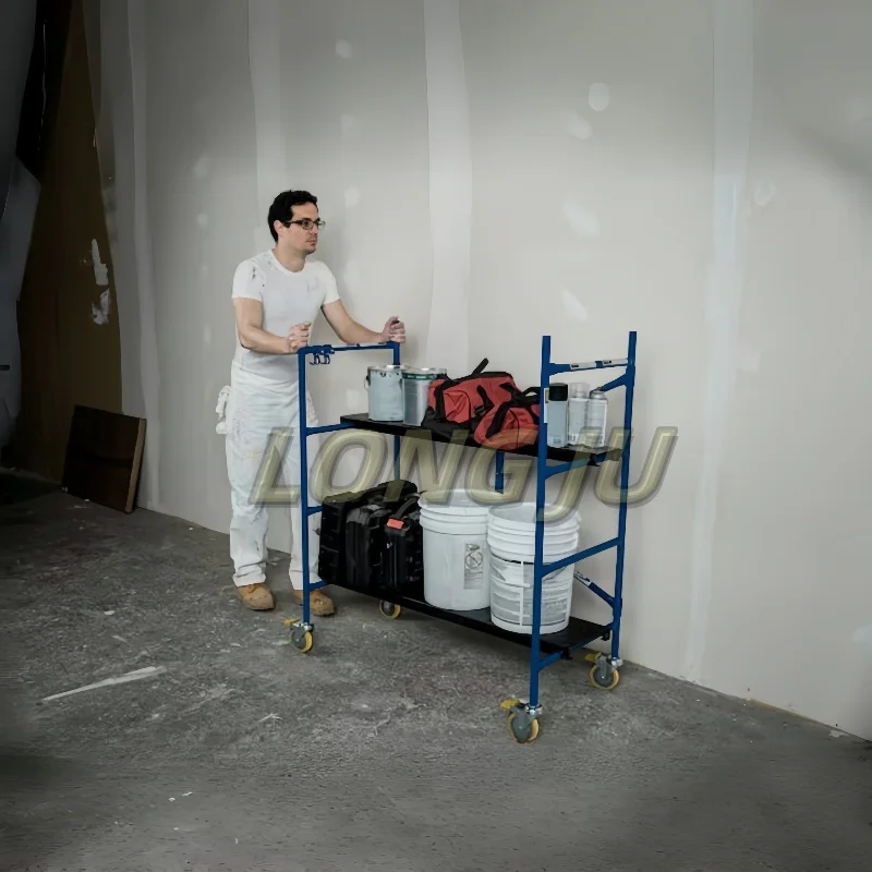 Mobile Scaffolding Build Frames Adjustable Rolling Steel 4-feet h X 4-feet Capacity Baker Use Outdoor or Indoor