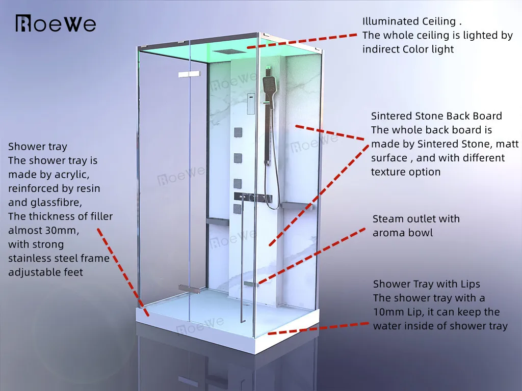 Roewebath Luxury Shower Steam Bath Cabins Bathroom Vapor Shower Cabin