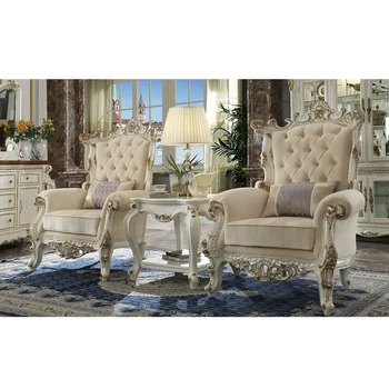 Luxury French Baroque Bright Color Living Room Sofa Set/Royal Palace Hand Carved Fabric Sofa/European Living Room Furniture