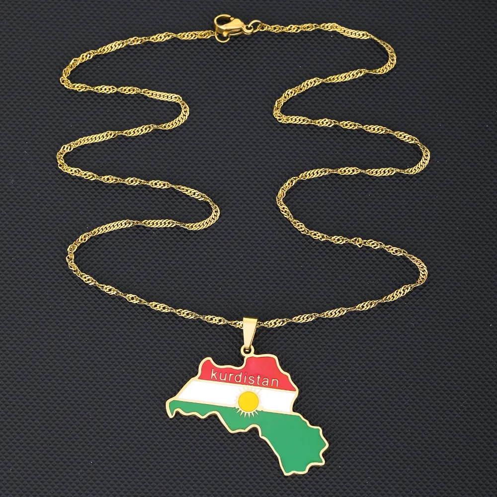 Kurdistan Mappa E Bandiera Collana Pendente Per Amanti Uomini Donne Gioielli Etnici Kurdistan Patriottico Regalo