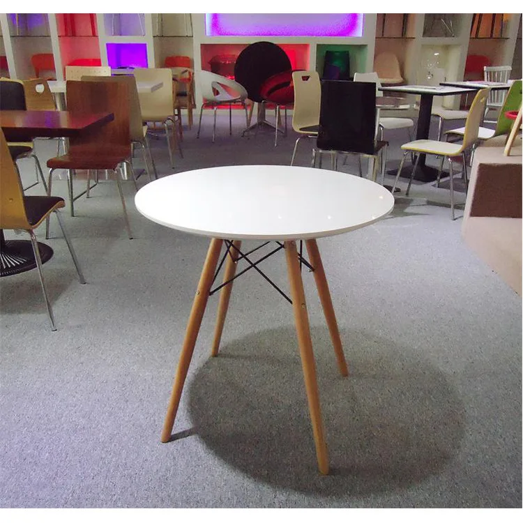 White Table Wood Legs Modern Living Room Restaurant Round Small Dining