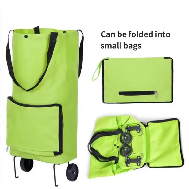 Foldable Shopping Bag Trolley Bag With Wheels 4 Colors Reusable