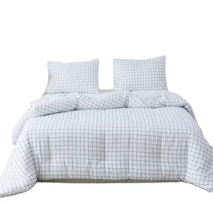 Soft Lattice Printing Duvet Cover Set With Pillowcases Quilt Cover Set Comforter Cover for Bedroom 100% Polyester