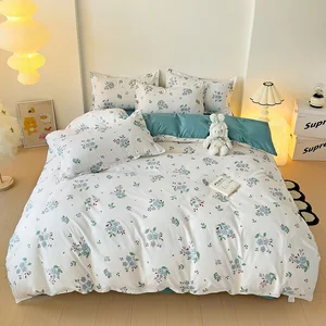 Hot Sale Print Queen king Size Printed 4 Piece Bedsheets Duvet Cover Bedding Set