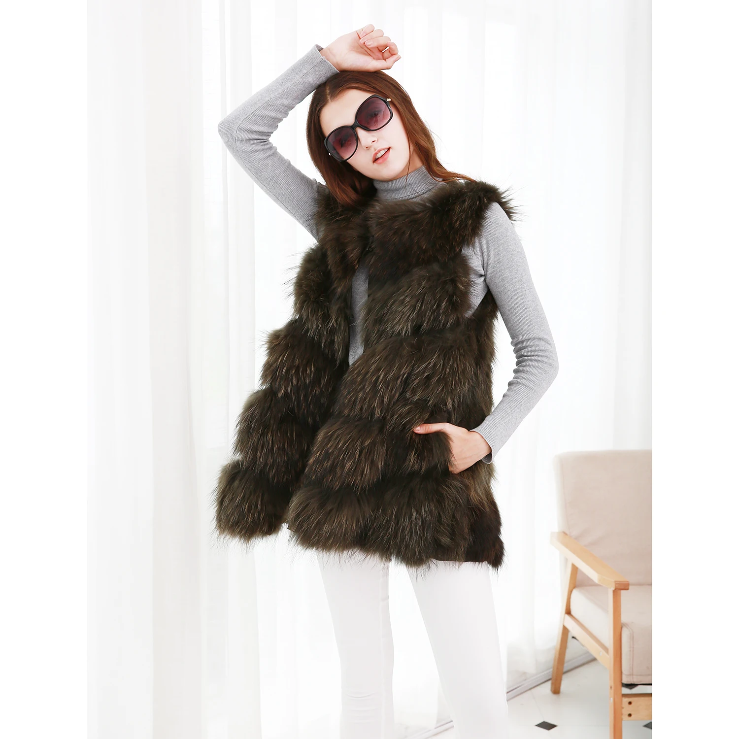 Buy Women Vest,Women Real Fur Vest 