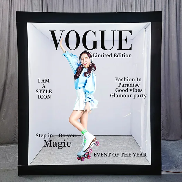 Premium Magazine Photo Booth Box for Wedding Mariage With Magazine Box Photobooth Outdoor Custom Vogue PVC Walk in Cover