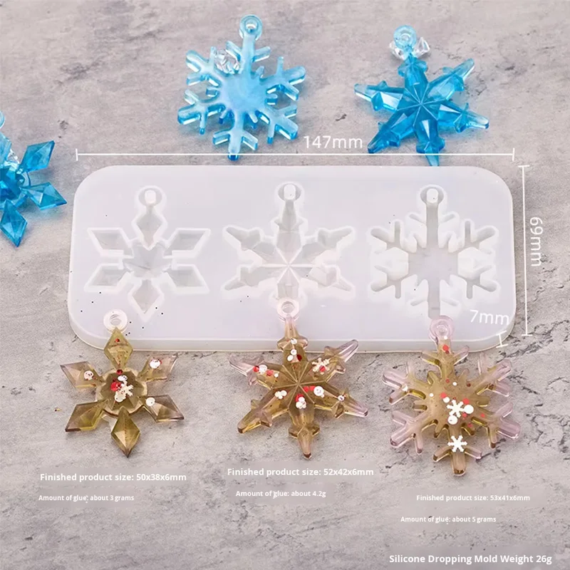 Mirror Crystal Drop Glue Snowflake Accessories with Holes Pendant Jewelry Drop Glue Christmas Mold for DIY Handmade supplier