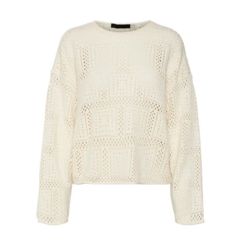 Fashion Woven Crochet Solid Color Pullover Sweater Women Trend Hip Hop Design Knit Top Clothing
