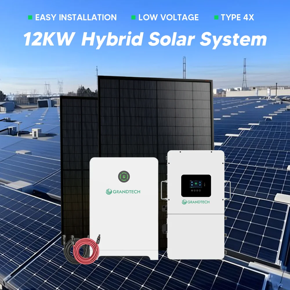 Energy Creative: Inverter Haul Cymysgeddol 6kW, 8kW, 10kW neu 12kW, Cellau Paneli Haul 450W, Bateri Lithiwm 48V, System Energi Haul