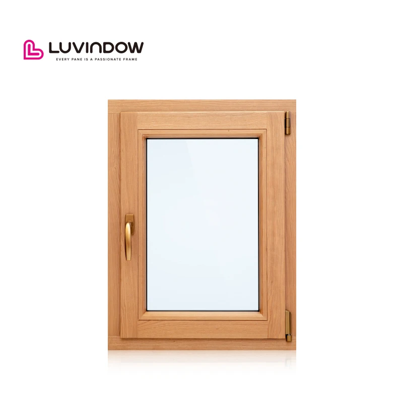 Aluminum Glass Windows Model in House Wood Cladding Aluminium Tilt and Turn Window with Handle