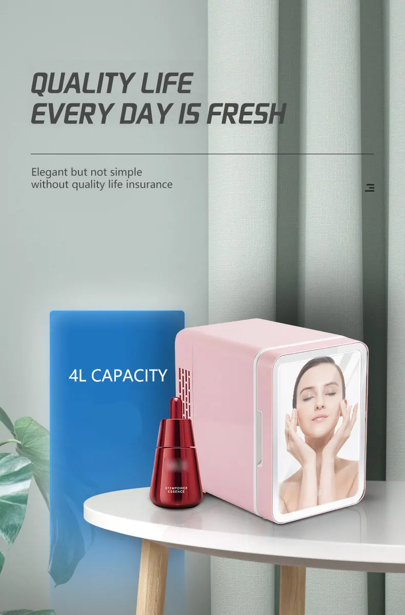Portable Drink Refrigerator 4l Skincare Cosmetic Fridge Green Beauty Small Retro Display Car
