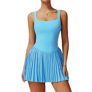 OEM Anti-Running Fitness Mini Dress Breathable Hollow out Sports Wear with Pocket Tennis Specific Gear