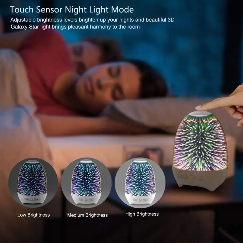 Best Selling Rgb Light Speakers Bluetooth 3d Glass Bedside Table Lamp