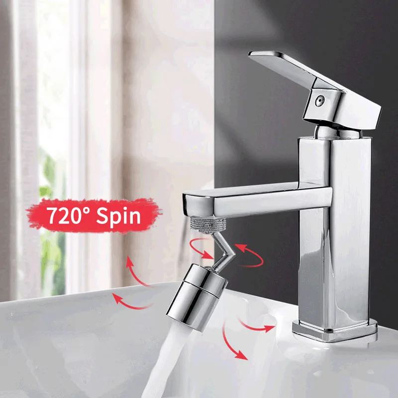 Splash Filter Faucet with Sprayer Head 4-Layer Net Filter Per Newly Plicaple Newest Splash Faucet Filter 720° Rotatable 2019 Movable Tap Chrome Plated Brass Water Saver Faucet Head Filter Nozzle