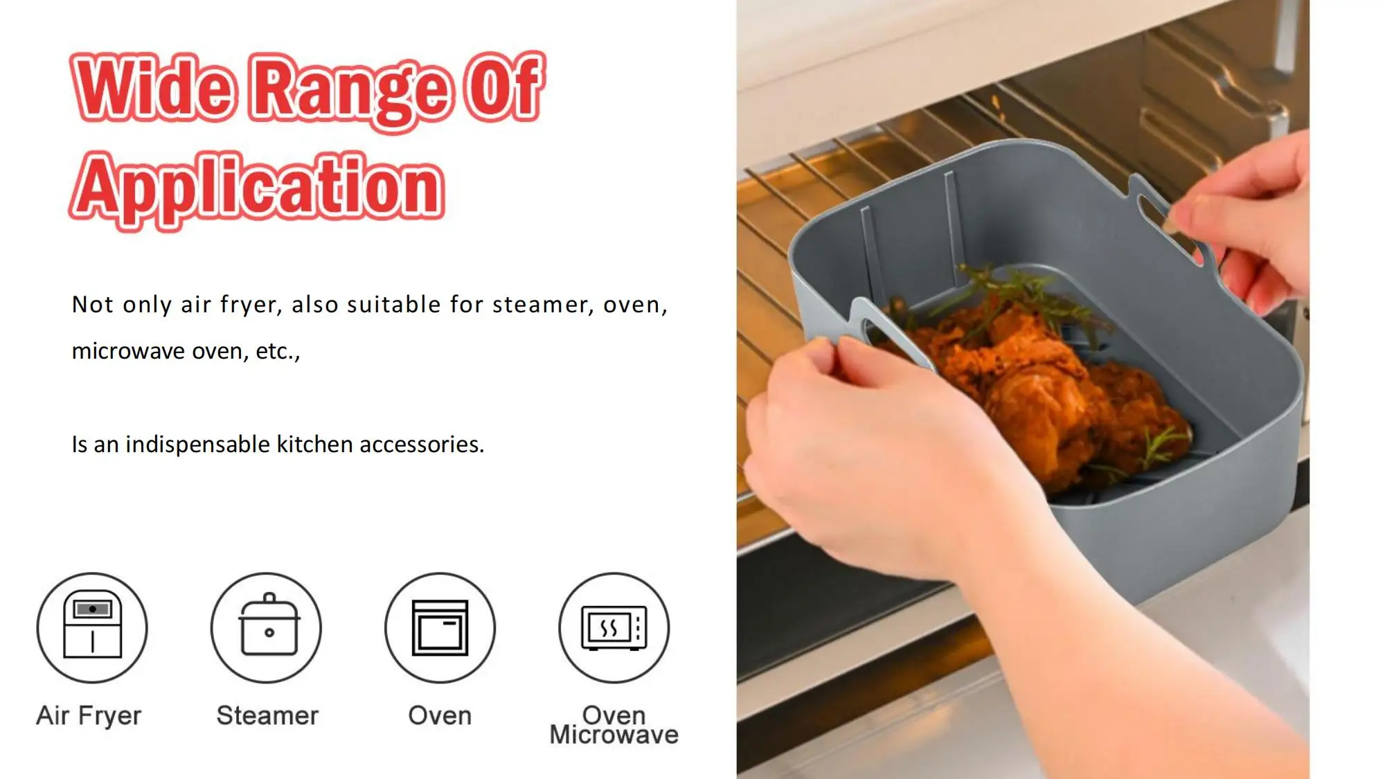 Air Fryer Silicone Liner Rectangle Kitchen Baking Food Safe Dual Air