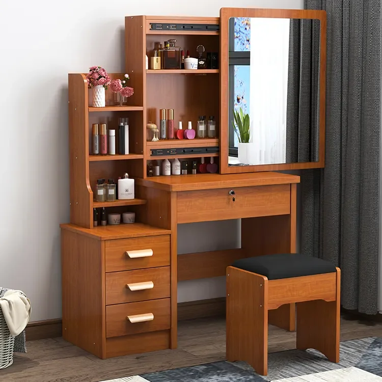 Modern Bedroom Furniture Storage Cabinet Led Hair Makeup Dressing Table Set  pink Ladies Vanity Dresser Table Mirror with Lights
