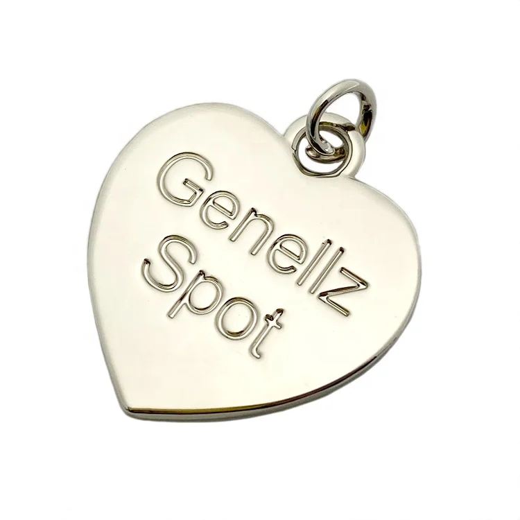 Personalized Embossed logo Heart Shaped Custom Engraved Jewelry Tags for Bracelet