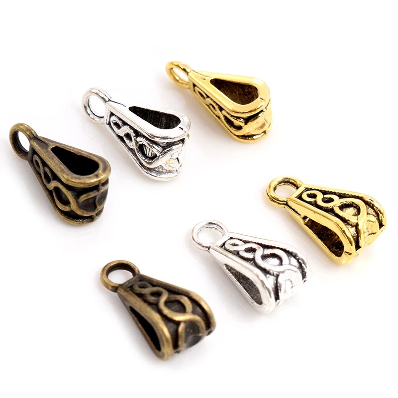 20pcs Stainless Steel Charms Pendant Clip Clasps Pinch Bail Clip for Necklace  Pendant Connector DIY Jewelry