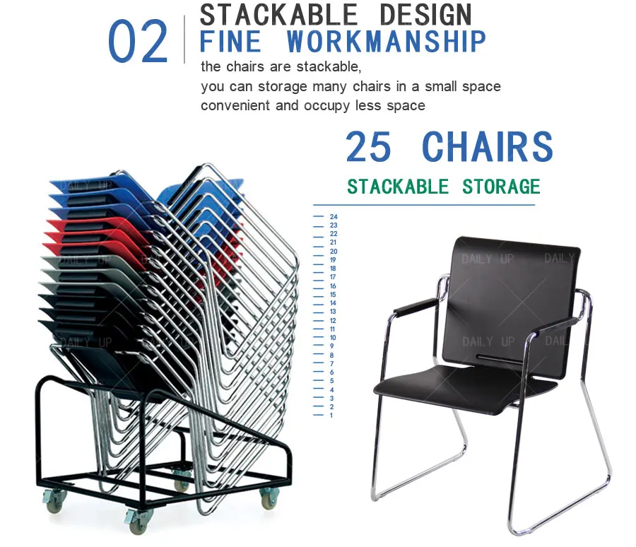 Stacking Convertible Desk And Chair Sled Metal Frame Plastic Office Chair For Training And Meeting Conference Multiple Use