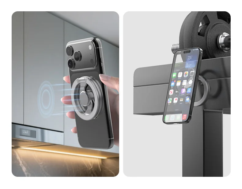 Fingertip Gyroscope Magnetic Phone Holder Fully Foldable Double Sided Stand with Kickstand for Smartphone
