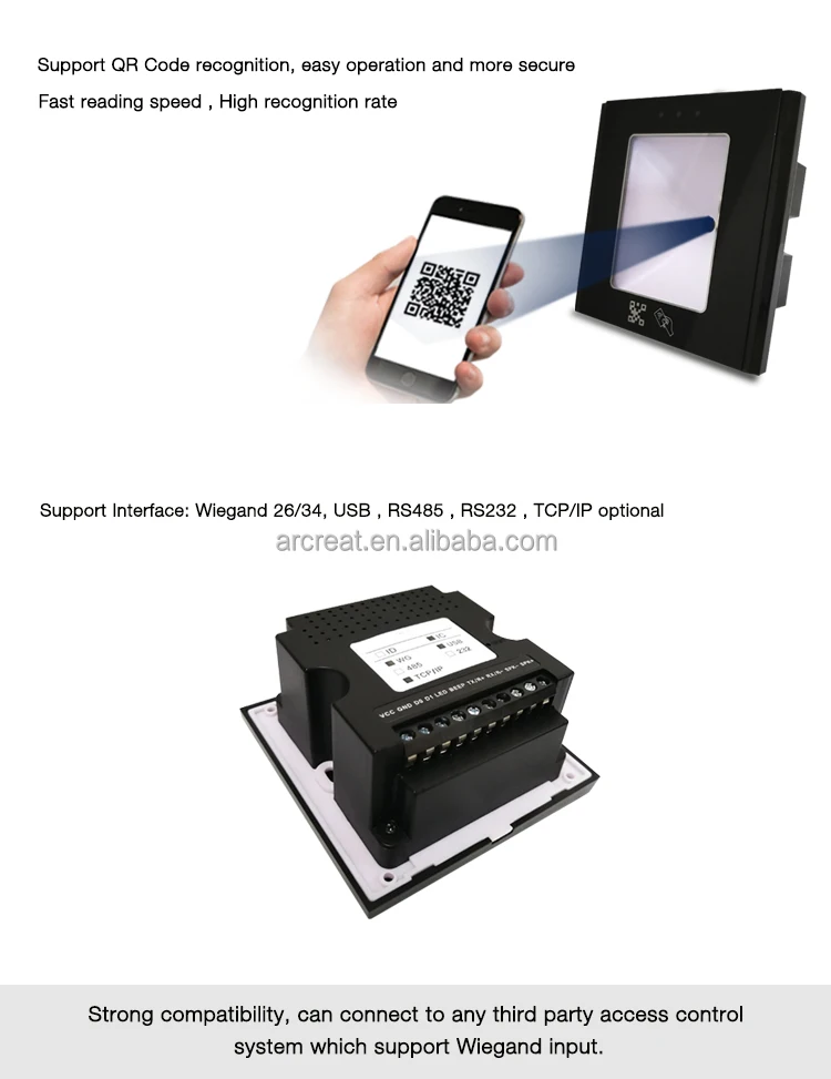 Tcp Ip Rs 232 Rs485 Rfid Ic Card Access Control Qr Code Reader - Buy ...