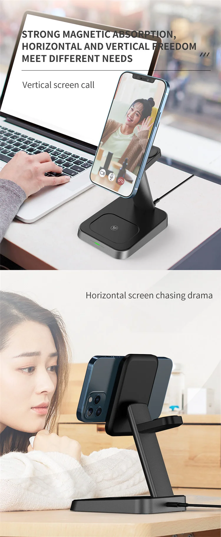 2023 15w Fast Wireless Charging Stand Desk Mobile Phone 3 In 1 Magnetic ...