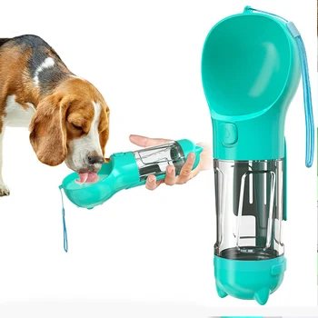 Feeder Dog Food Box With Scoop And Poop Bag Dispenser Dog Drinking Water Bottle