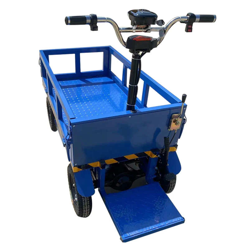 4 Wheel Detachable Fenced Electric Cargo Flatbed Transporter Trolley Carts for Garden Use