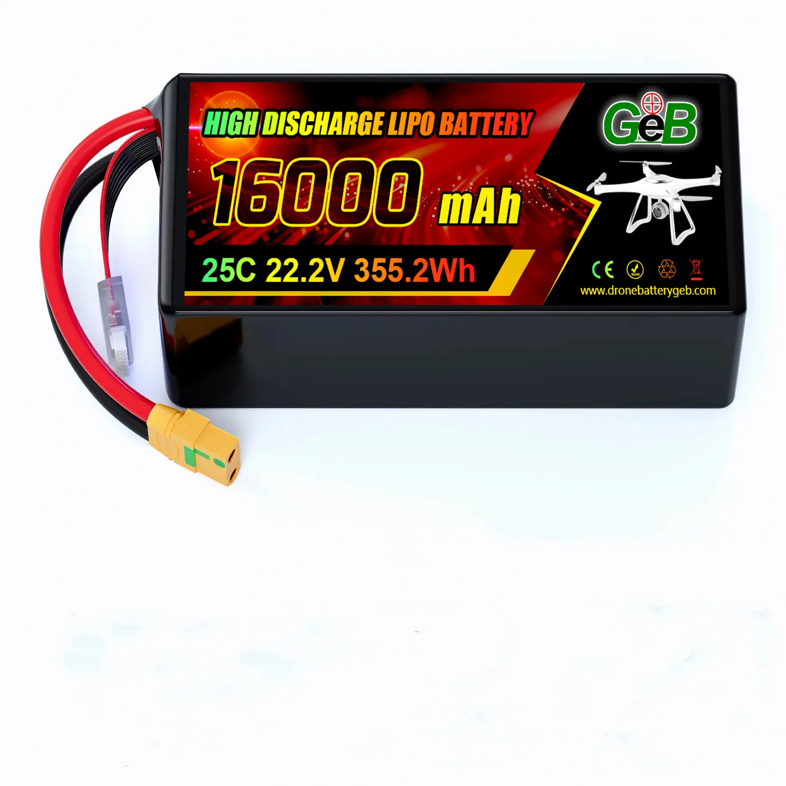 GEB hoge capaciteit lipo-accu 7S 22.2V 16000mAh 25C hoge ontladingssnelheid lithium-polymeeraccu voor UAV-drone-accu