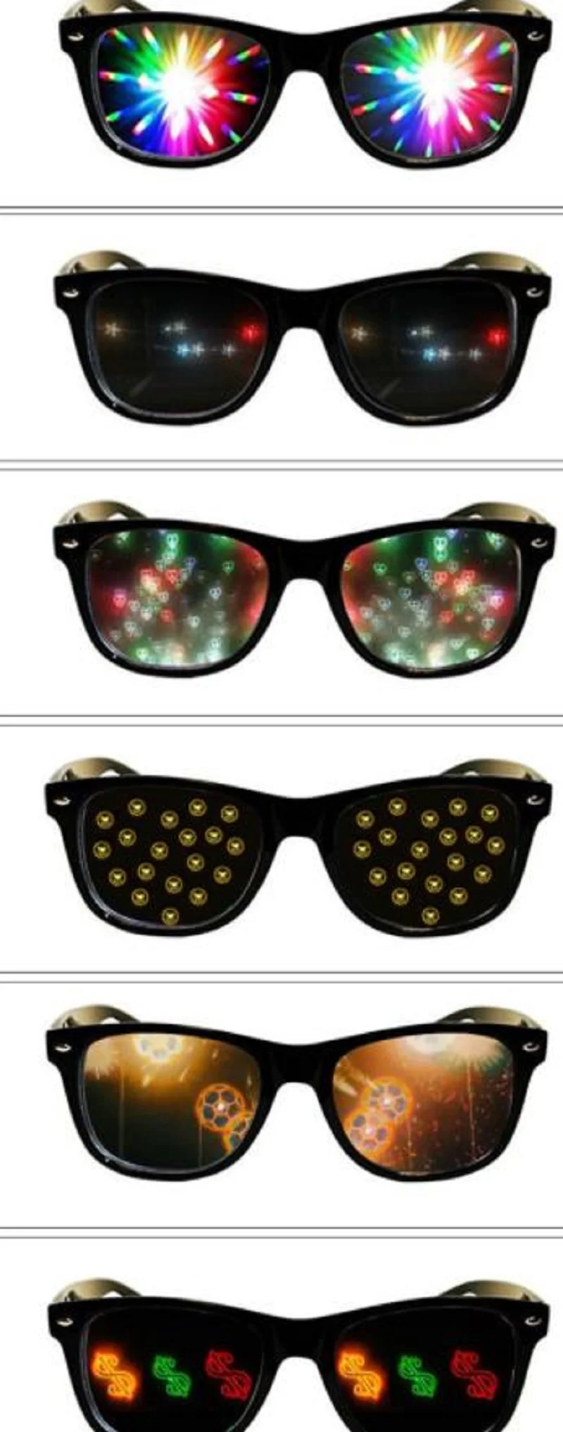 Lunettes Kaléidoscope Arc-en-ciel Avec Effet 3D - Pour Concerts, Clubs, Fêtes Et Feux D'artifice - Pochette Incluse