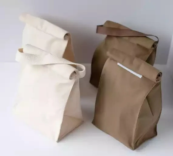 OEM Customize Cheap Best Eco Friendly Reusable Wax Bag Insulated Bread Warmer Waxed Canvas Lunch Bag