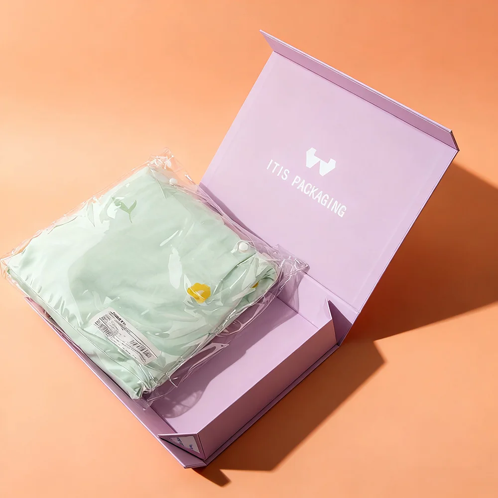 Luxury T-Shirt & Sock Gift Box | Custom Paperboard Magnetic Folding | Embossed Recycled Packaging with Sponge Protection