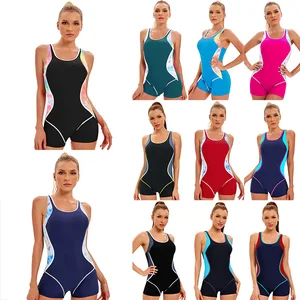 Ladies Sports Bikini V-neck Swimsuit Conservative Color Matching European American Sexy Backless Cross-border Plus Size Quick