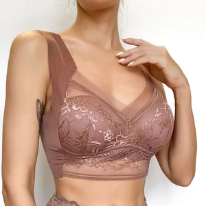 Women's Halter Strapless Sexy Lace Push up Bras Anti-sag Beauty Back Fixed Cup Thin Wireless Seamless Plus Size Summer Solid