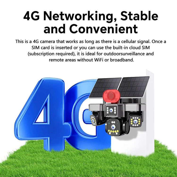 SNOSECURE 4-lens 4G solar-powered CCTV surveillance system