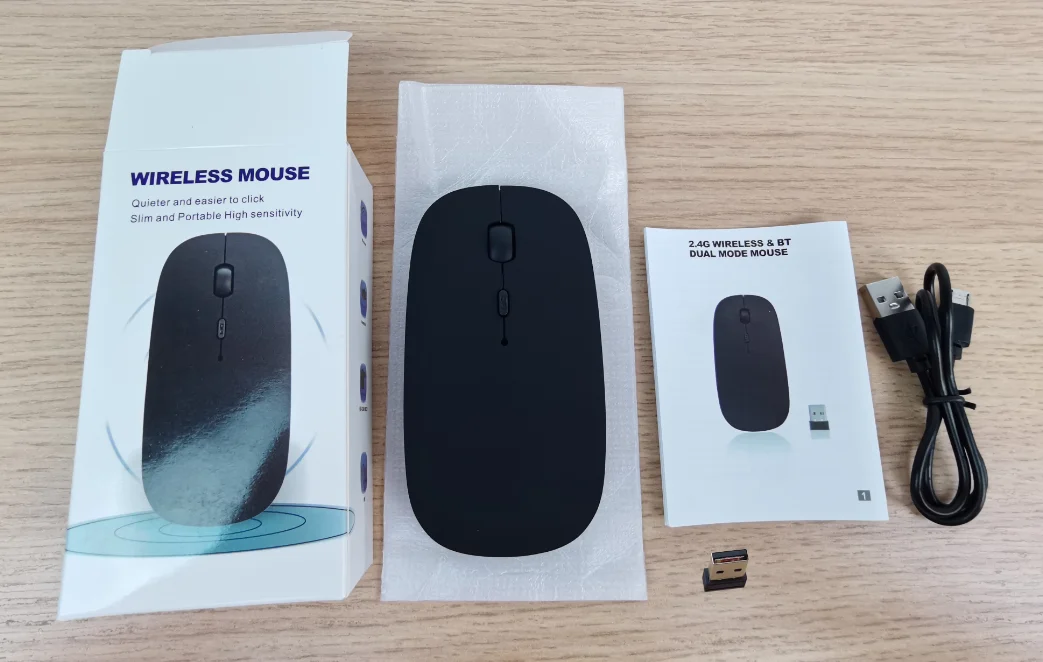 Silent Cordless Dual Mode Wireless Bt Mouse Rechargeable 2.4g Wifi And ...