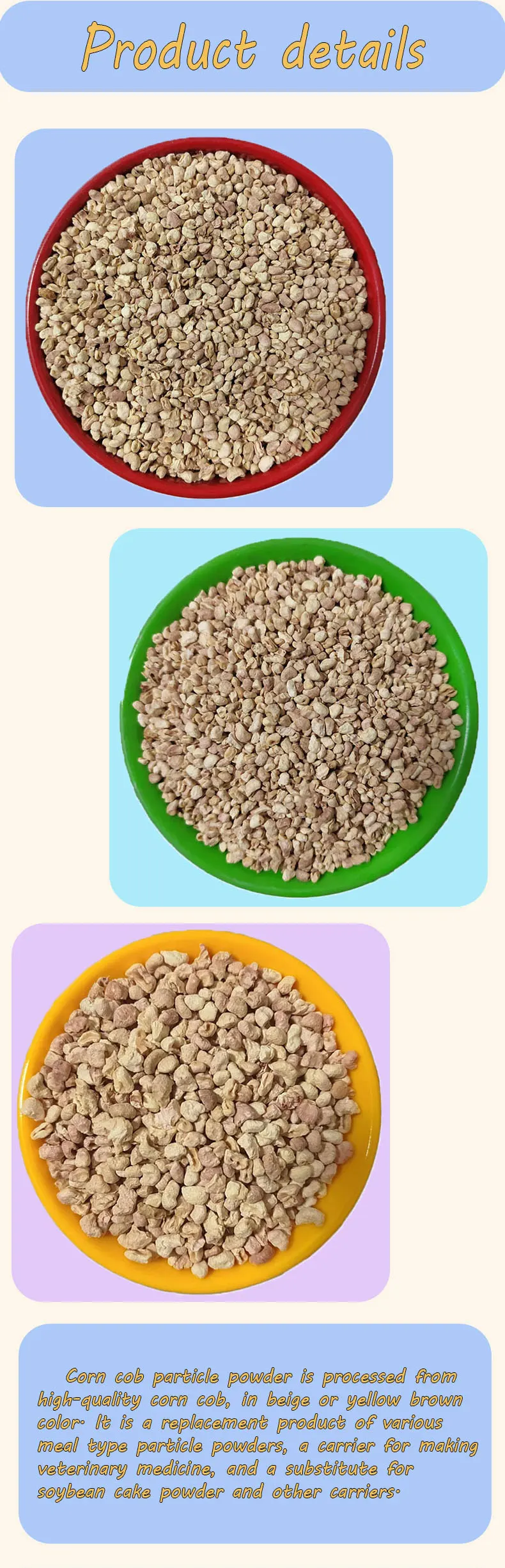 Factory Hot Sale Animal Feeding Corn Cob Corncob Grits Media