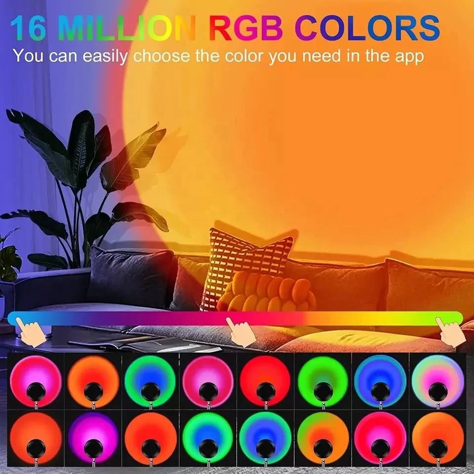 Sunset Lamp Projector With APP Control, Multicolor Changing Projection Lamp Led Light, Sunlight Lamp for Bedroom,